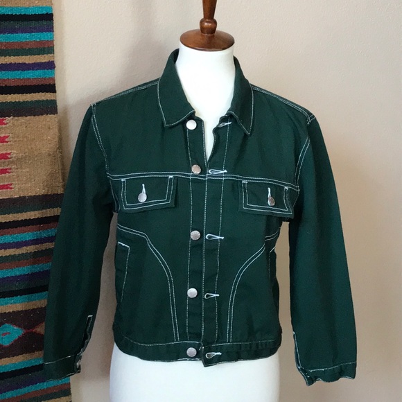 dark green denim jacket womens